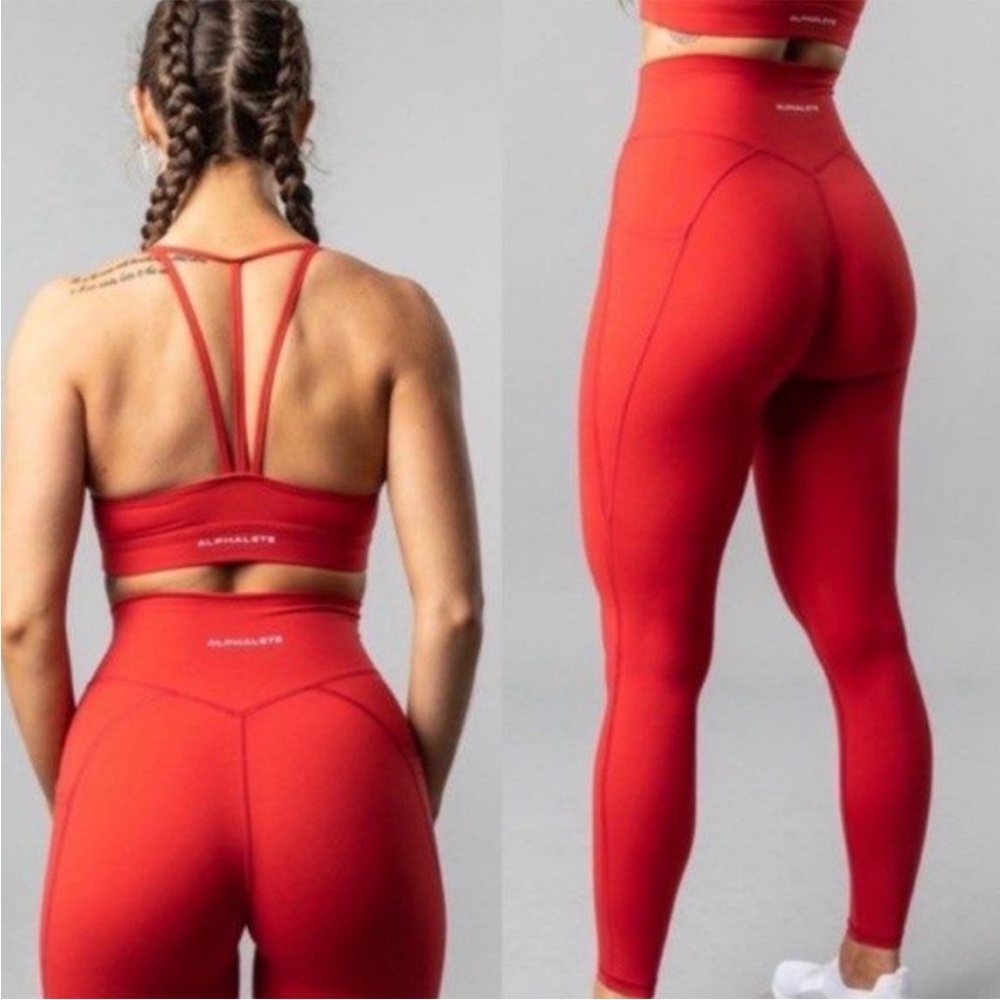 Alphalete Alphalux High Rise Lava Red Women's Pocket Leggings